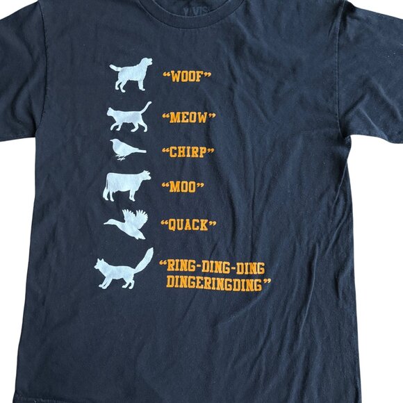 Ylvis "What Does The Fox Say" Graphic T-Shirt Black Cotton Size L Mens Short Sle - Picture 2 of 4